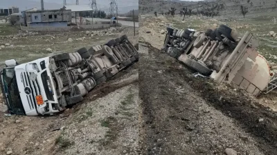 Şırnak’ta direksiyon hakimiyetini kaybeden sürücünün idaresindeki su tankerinin kontrolden çıkarak