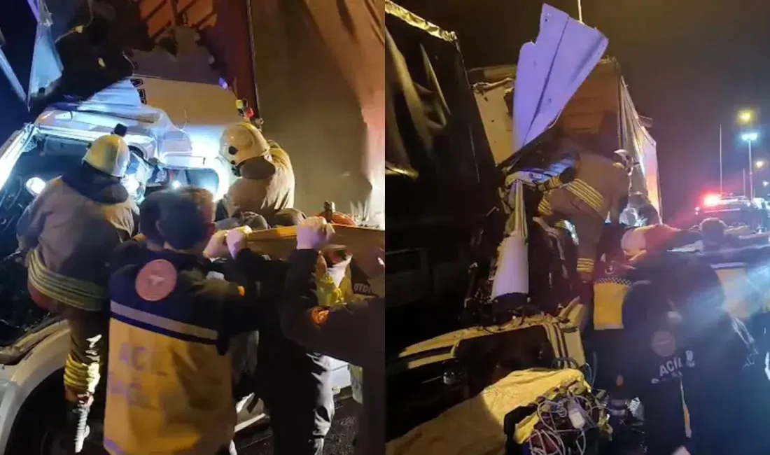 TEM Otoyolu Bolu Dağı Tüneli çıkışında kontrolden çıkan bir kamyonun