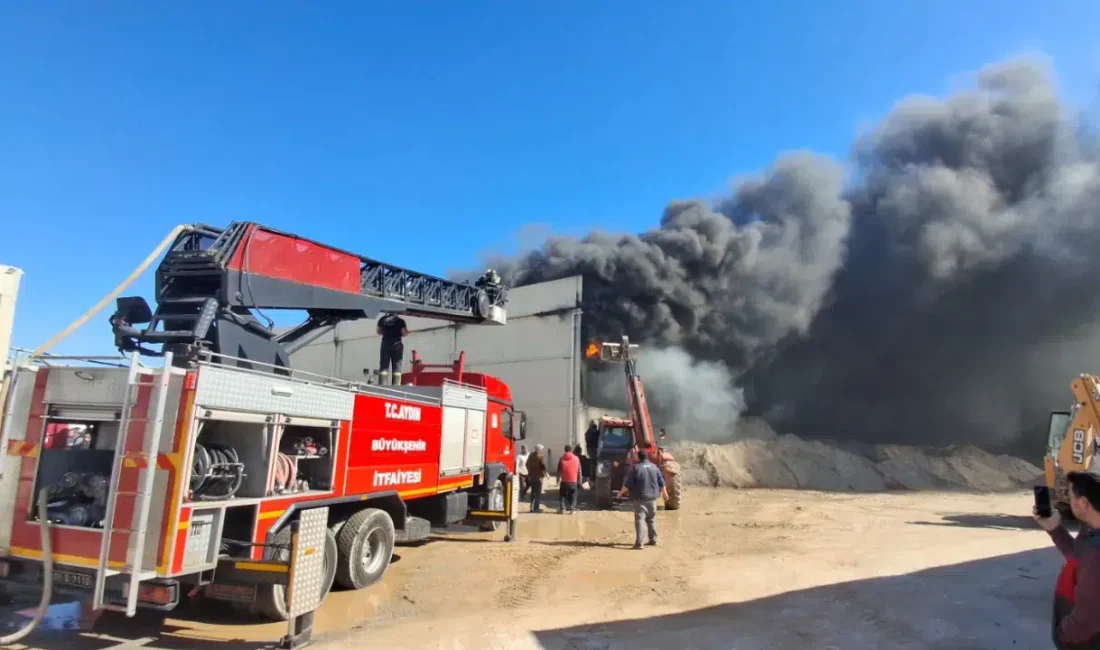 Aydın’ın Didim ilçesinde bulunan Küçük Sanayi Sitesi’nde yükselen alevler bölgede