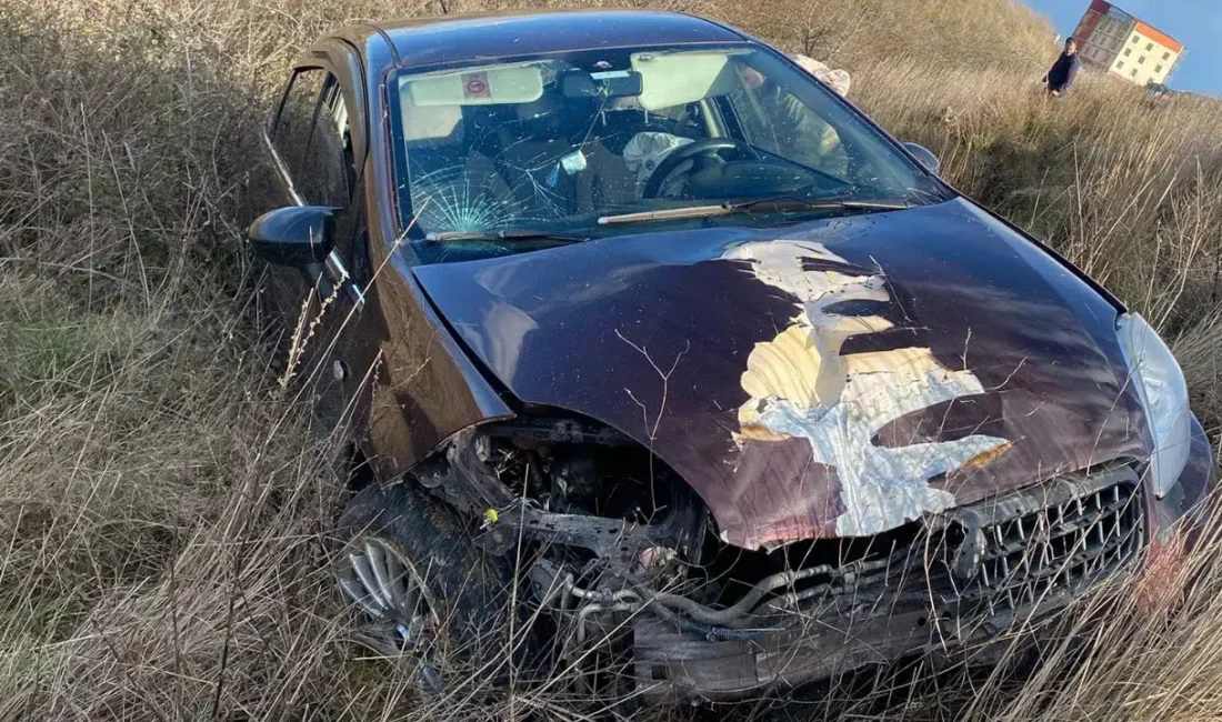Edirne’nin İpsala ilçesinde kontrolden çıkan bir otomobilin yol kenarındaki tarlaya