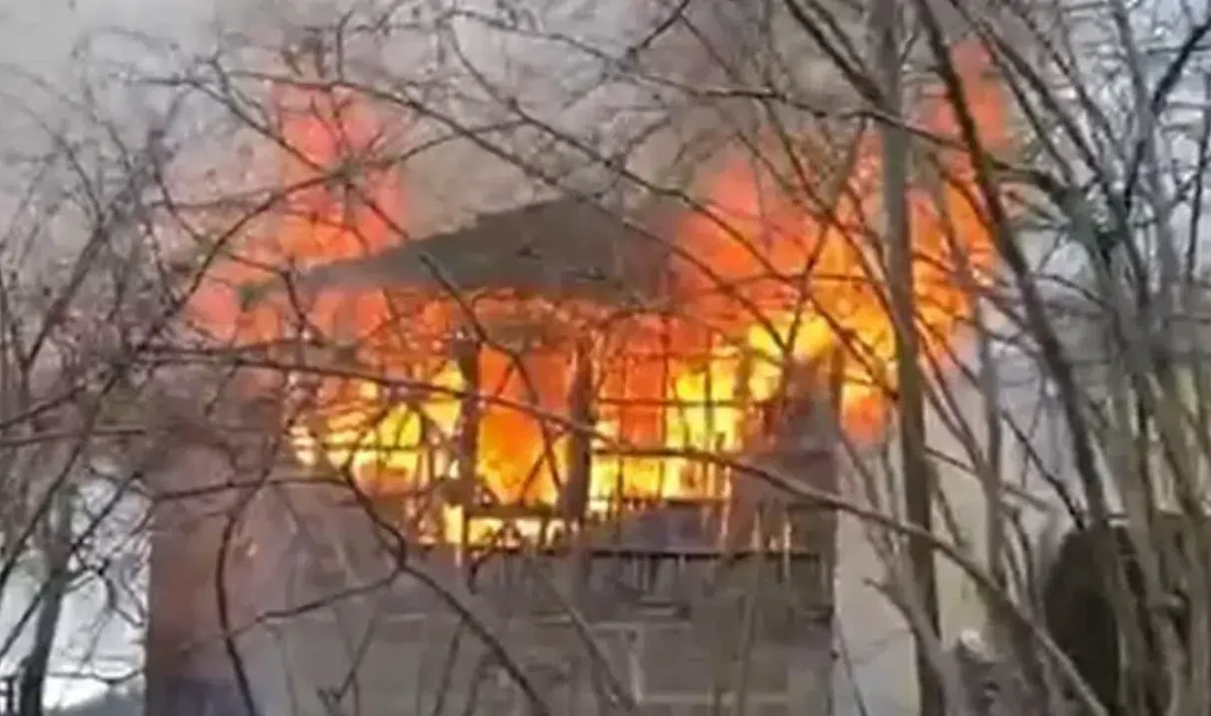 Giresun merkeze bağlı Camili köyünde gece saatlerinde yükselen alevler bir