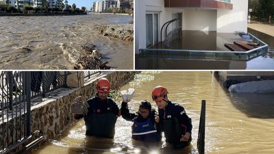 Antalya’nın Alanya ilçesinde etkili olan şiddetli sağanak yağışın ardından Dim