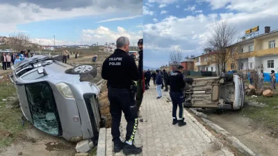 Elazığ’ın Karakoçan ilçesinde seyir halindeki hafif ticari aracın kontrolden çıkarak