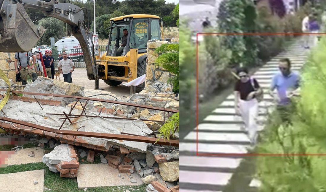 İzmir’in Menemen ilçesinde bir düğün salonunun bahçe girişindeki dekoratif kemerin