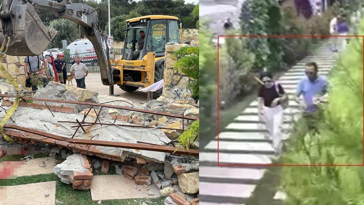 İzmir’in Menemen ilçesinde bir düğün salonunun bahçe girişindeki dekoratif kemerin