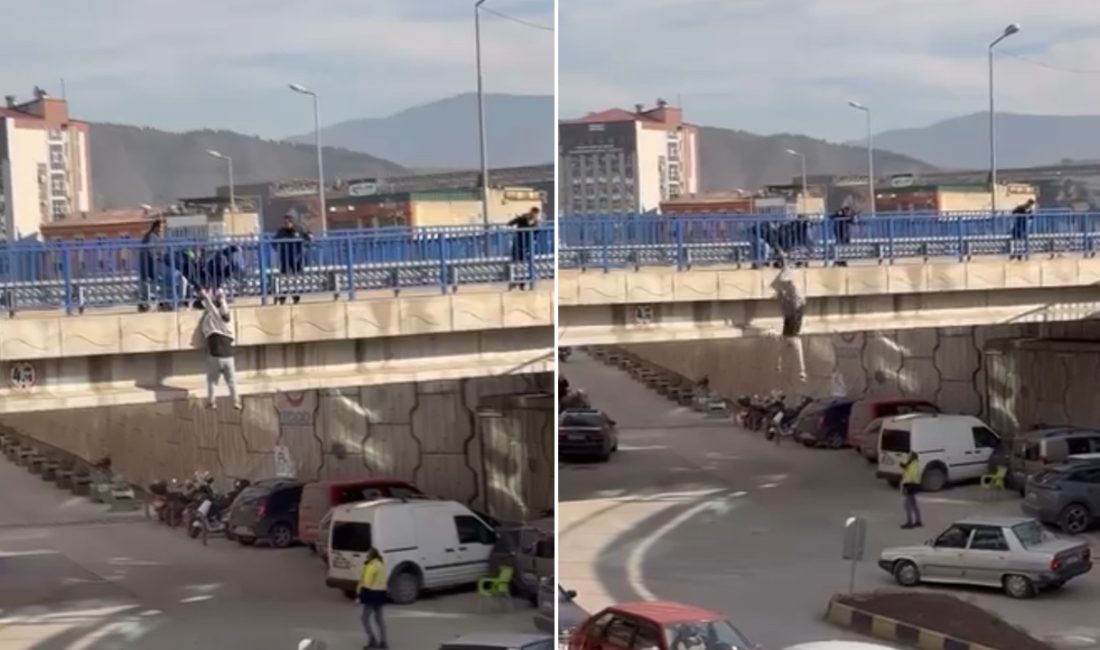 Karabük’te Menderes Caddesi üzerinde bulunan köprüde intihar girişiminde bulunan bir