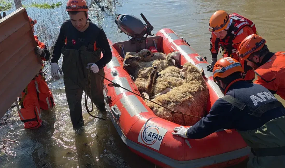 Edirne’de etkili olan su taşkınları nedeniyle Bosna köyünde mahsur kalan