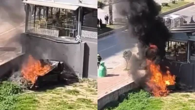 Mersin’in Yenişehir ilçesinde kontrolden çıkan bir otomobilin iş yeri duvarına