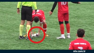 İstanbul’da oynanan amatör lig müsabakasında sahalarda ender görülen bir olay