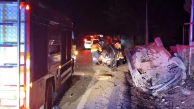Edirne’nin Keşan ilçesinde kontrolden çıkarak takla atan otomobilde büyük bir