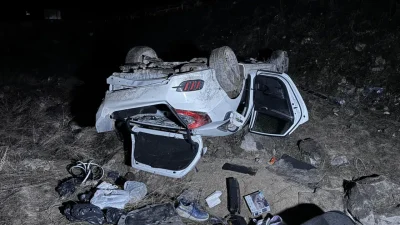 Nevşehir’de kontrolden çıkan bir otomobilin şarampole devrilmesi sonucu meydana gelen