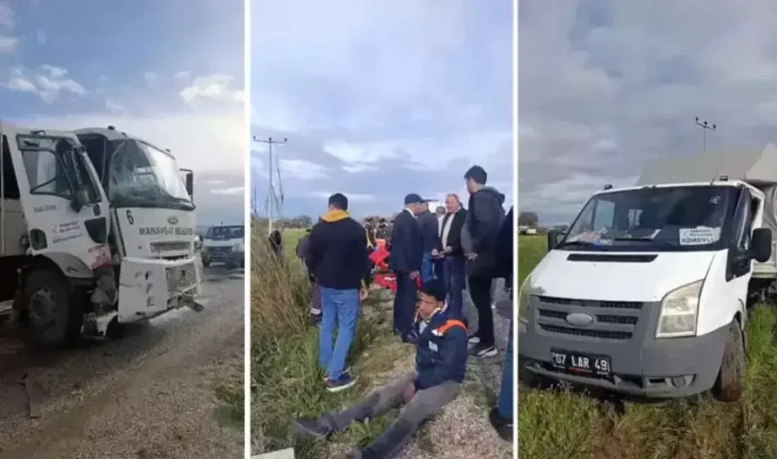 Antalya’nın Manavgat ilçesinde belediyeye ait temizlik kamyonu ile kamyonetin karıştığı