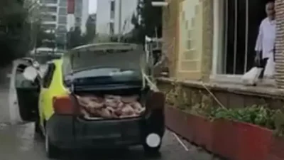 Samsun’un Atakum ilçesinde bir taksinin bagajında hijyen kurallarına tamamen aykırı