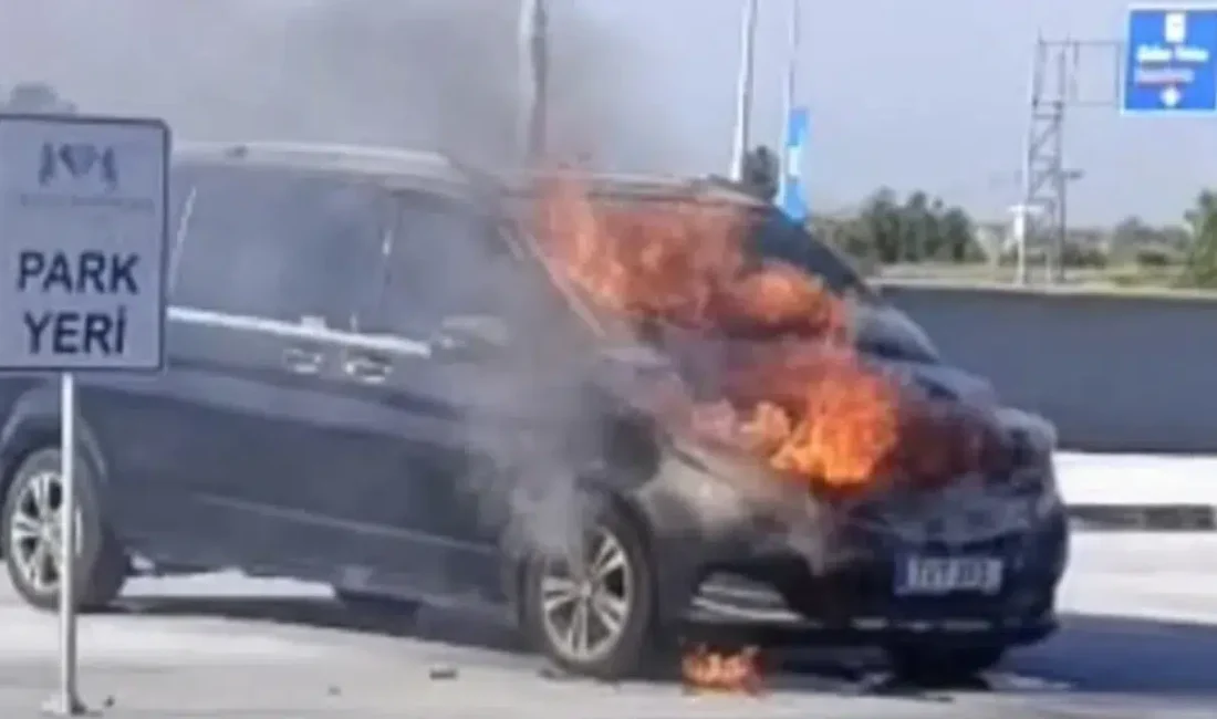Ercan Havalimanı’nın turizm otobüs park alanında sabahın ilk saatlerinde çıkan