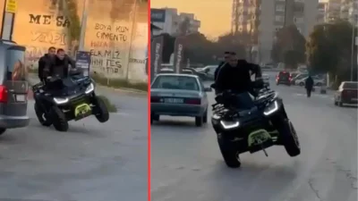 İzmir’in Bornova ilçesinde ATV aracıyla trafiği birbirine katan ve drift