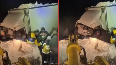 Erzurum’un Akyazı ilçesinde aniden bastıran kar yağışı ve şiddetli fırtına