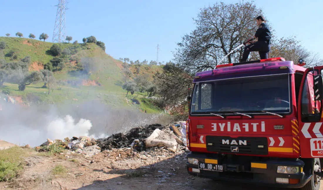 Aydın’ın Efeler ilçesinde bulunan bir çöplük alanında aniden yükselen alevler