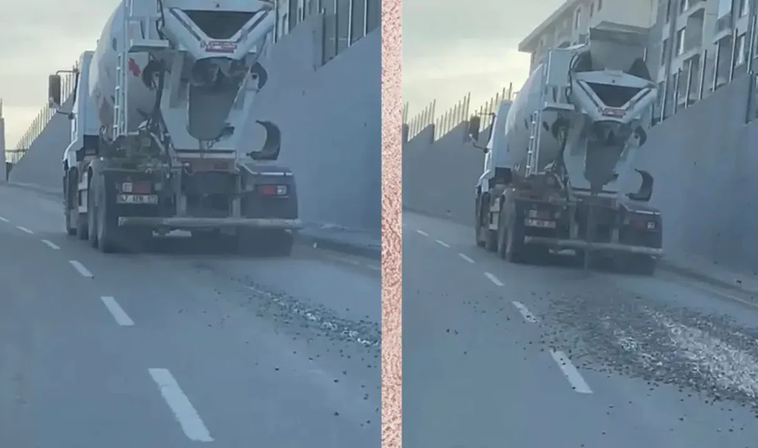 Adıyaman’da seyir halindeyken yola beton dökerek hem trafiği tehlikeye atan