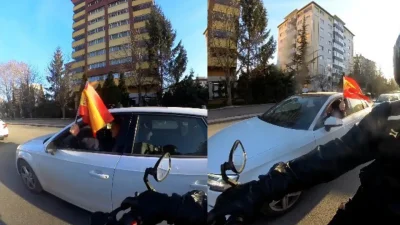 Eskişehir caddelerinde otomobilinden hem Türk hem de İspanya bayrağını dalgalandırarak