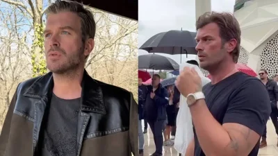 Bayram sabahı ibadetini yerine getirmek için camiye giden Kıvanç Tatlıtuğ,