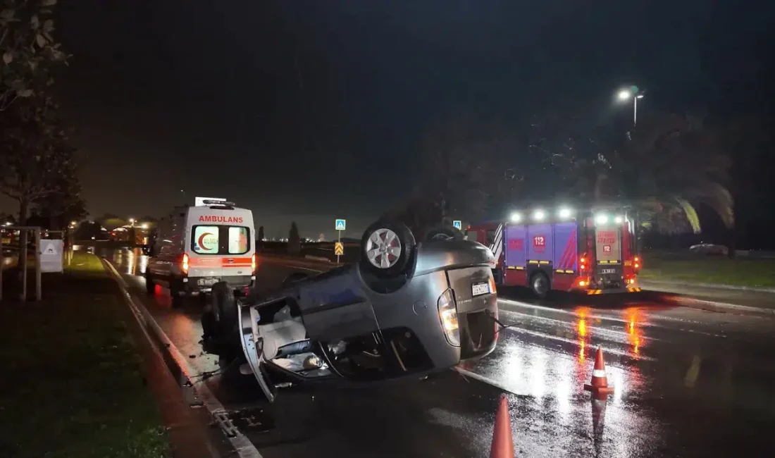 İstanbul Pendik sahil yolunda aşırı hız sebebiyle kontrolden çıkan bir