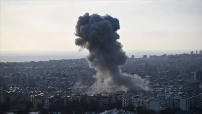 İsrail ordusunun Beyrut’un güneyindeki Dahiye semtine yönelik gerçekleştirdiği şiddetli hava