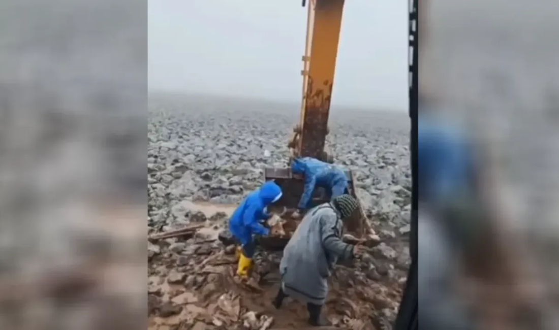 Şanlıurfa’nın Viranşehir ilçesinde sağanak yağışların ardından dağlık alan adeta bir