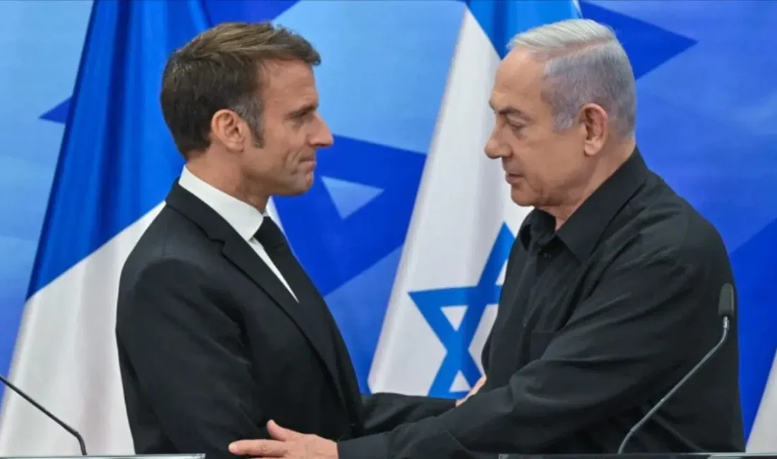 Fransa Cumhurbaşkanı Emmanuel Macron, İsrail Başbakanı Binyamin Netanyahu ile gerçekleştirdiği