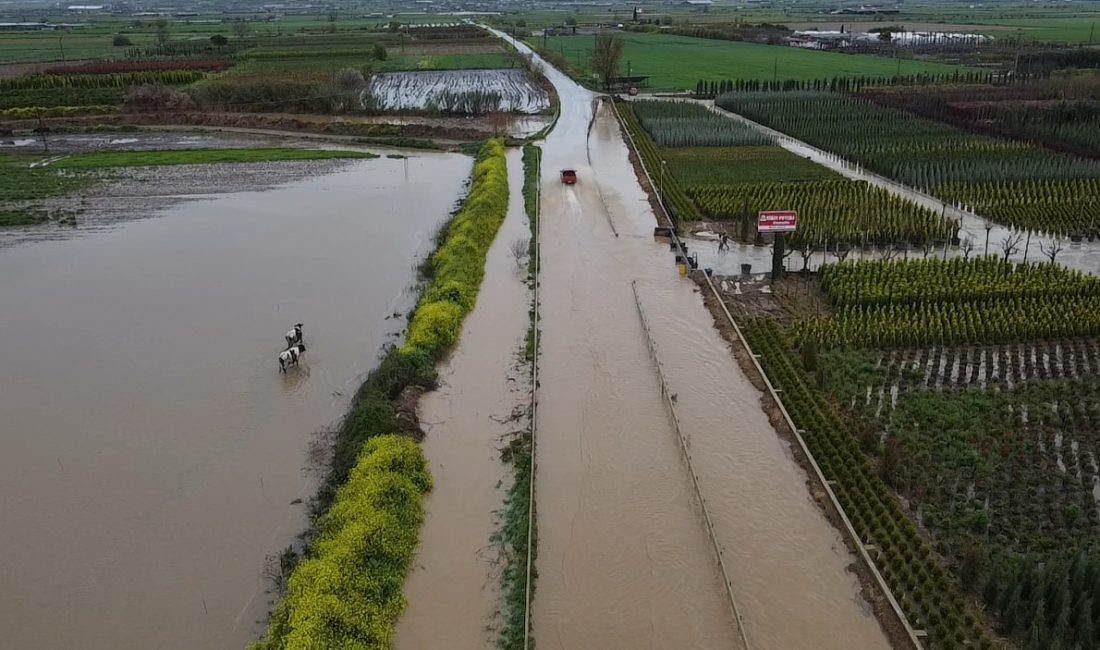 İzmir’in Ödemiş ilçesinde dünden bu yana etkisini sürdüren kuvvetli sağanak