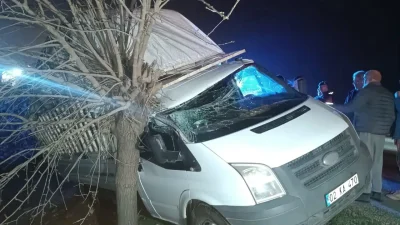 Adıyaman’da sürücüsünün direksiyon hakimiyetini kaybettiği kamyonet şarampole yuvarlanarak bir ağaca