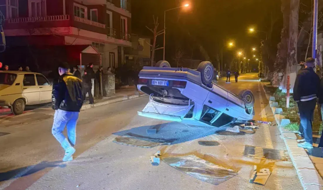 Balıkesir’in Sındırgı ilçesinde kontrolden çıkarak takla atan otomobilin içerisinde can