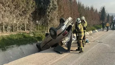 Kütahya’da sabah saatlerinde meydana gelen feci kazada su tahliye kanalına