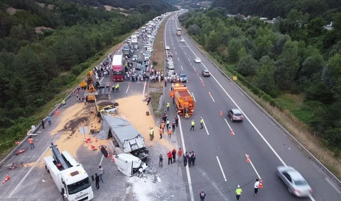 Aksaray-Konya karayolunda meydana gelen feci kazada, devrilen yem yüklü tıra