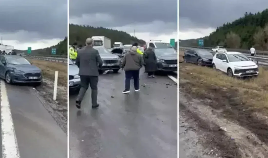 Bolu’nun Gerede ilçesinde yağış nedeniyle kayganlaşan yolda meydana gelen zincirleme