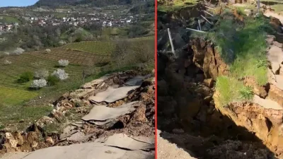 Bursa’nın İnegöl ilçesinde sağanak yağışların ardından meydana gelen şiddetli heyelan,