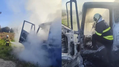 Hatay’ın Kırıkhan ilçesinde yolda ilerlediği sırada aniden yanmaya başlayan kamyon