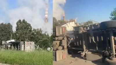 Muğla’nın Yatağan ilçesinde kontrolden çıkan kömür yüklü kamyonun devrilmesi sonucu