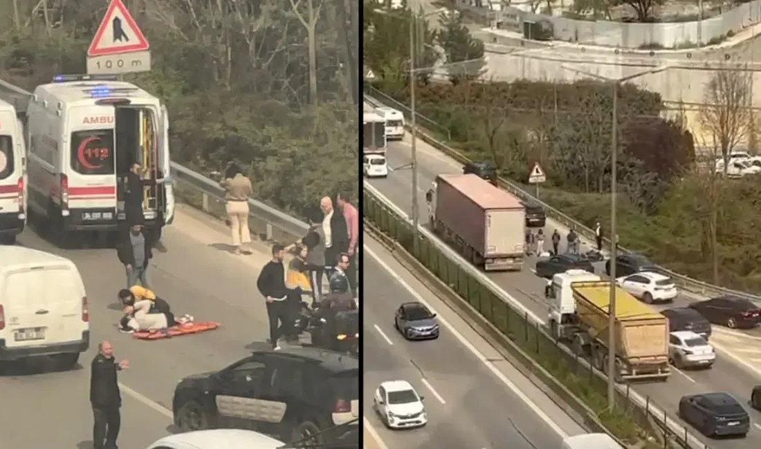 İstanbul Kartal’da meydana gelen şiddetli kazada otomobil ile motosiklet birbirine