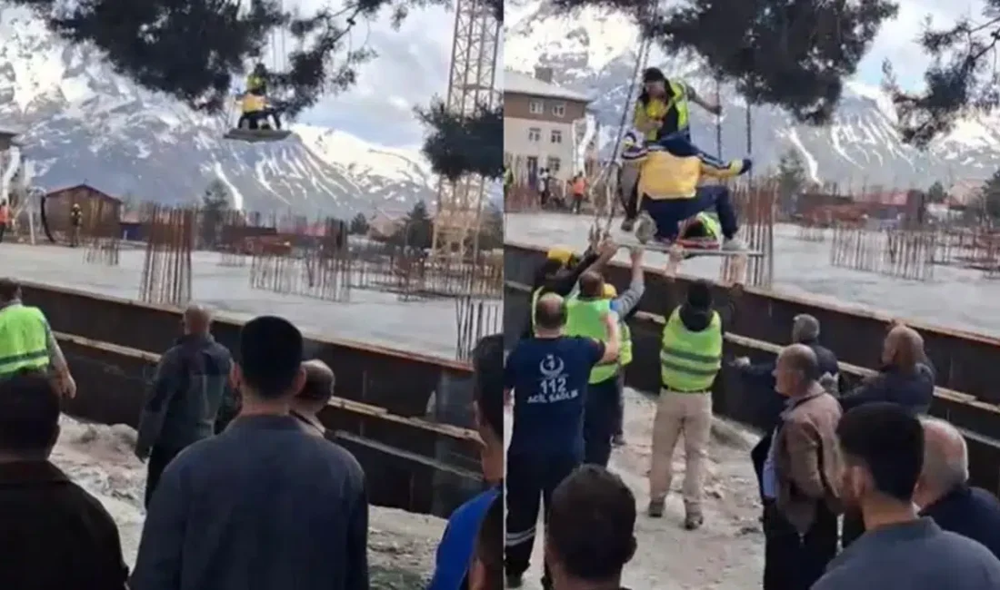 Hakkari’de devam eden bir inşaat çalışması sırasında beton mikserinden kopan