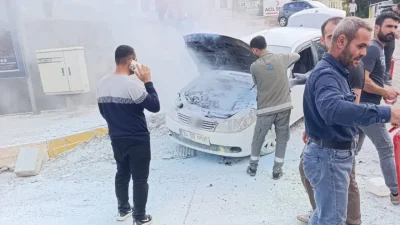 Diyarbakır’ın Çınar ilçesinde seyir halindeyken bir anda motor kısmından alevler