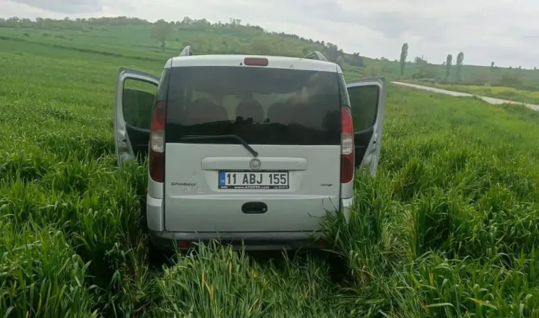 Bilecik’te kontrolden çıkan otomobilin yol kenarındaki trafik levhasına adeta ok