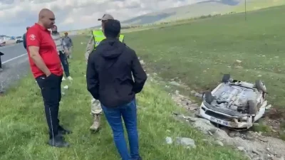 Elazığ’da kontrolden çıkan bir otomobilin şarampole yuvarlanması sonucu meydana gelen