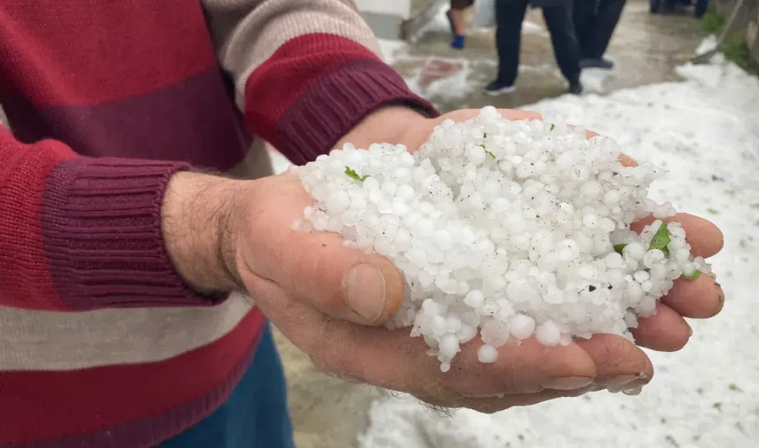 Erzincan’ın Refahiye ilçesinde aniden bastıran sağanak ve şiddetli dolu yağışı