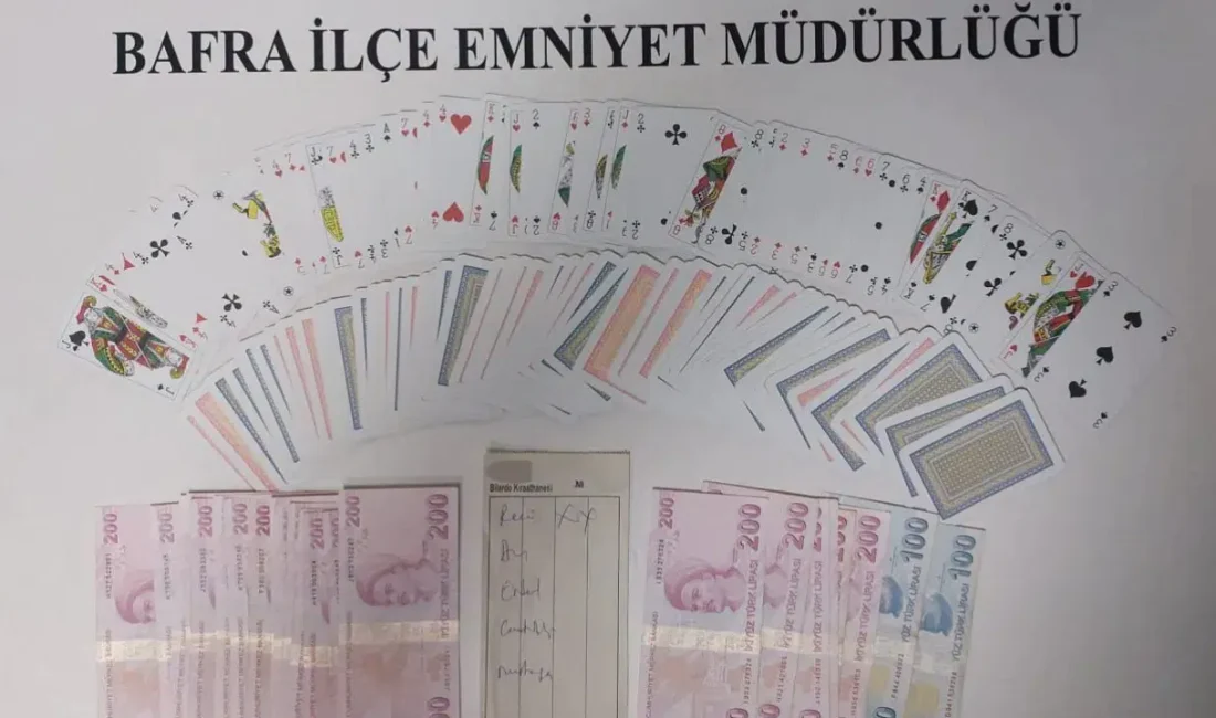 Samsun’un Bafra ilçesinde emniyet güçlerinin titizlikle yürüttüğü denetimler sonucunda kumar