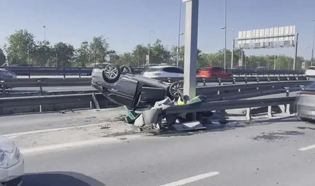 Küçükçekmece D-100 Karayolu üzerinde kontrolden çıkarak bariyerlere çarpan ve takla