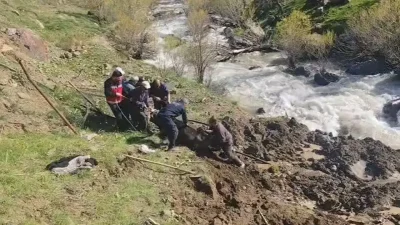Hakkari’nin Otluca köyünde otlarken bataklığa saplanan ve çırpındıkça daha da