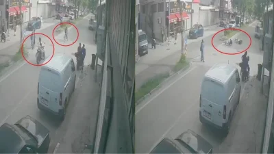Bursa’nın Küçükbalıklı Mahallesi’nde yol ortasında ne yapacağına karar veremeyen bir