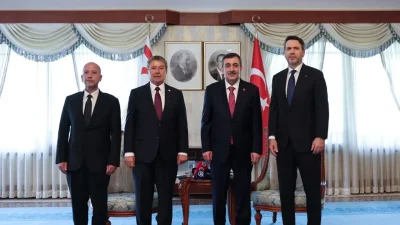 Cumhurbaşkanı Yardımcısı Cevdet Yılmaz ile Kuzey Kıbrıs Türk Cumhuriyeti Başbakanı