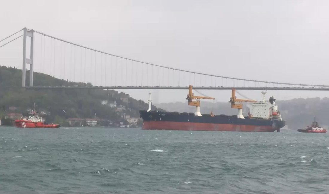 İstanbul Boğazı’ndan geçiş yapan 185 metrelik dev kuru yük gemisinin