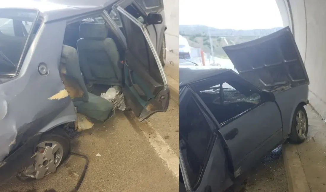 Malatya-Sivas karayolundaki tünelde seyir halindeyken kontrolden çıkan Fiat Tofaş marka